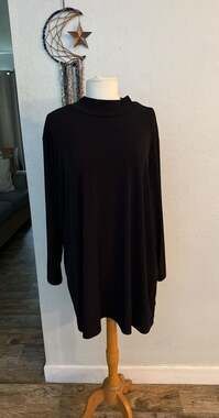 Susan Graver Black Mock Neck Long Sleeve Dress